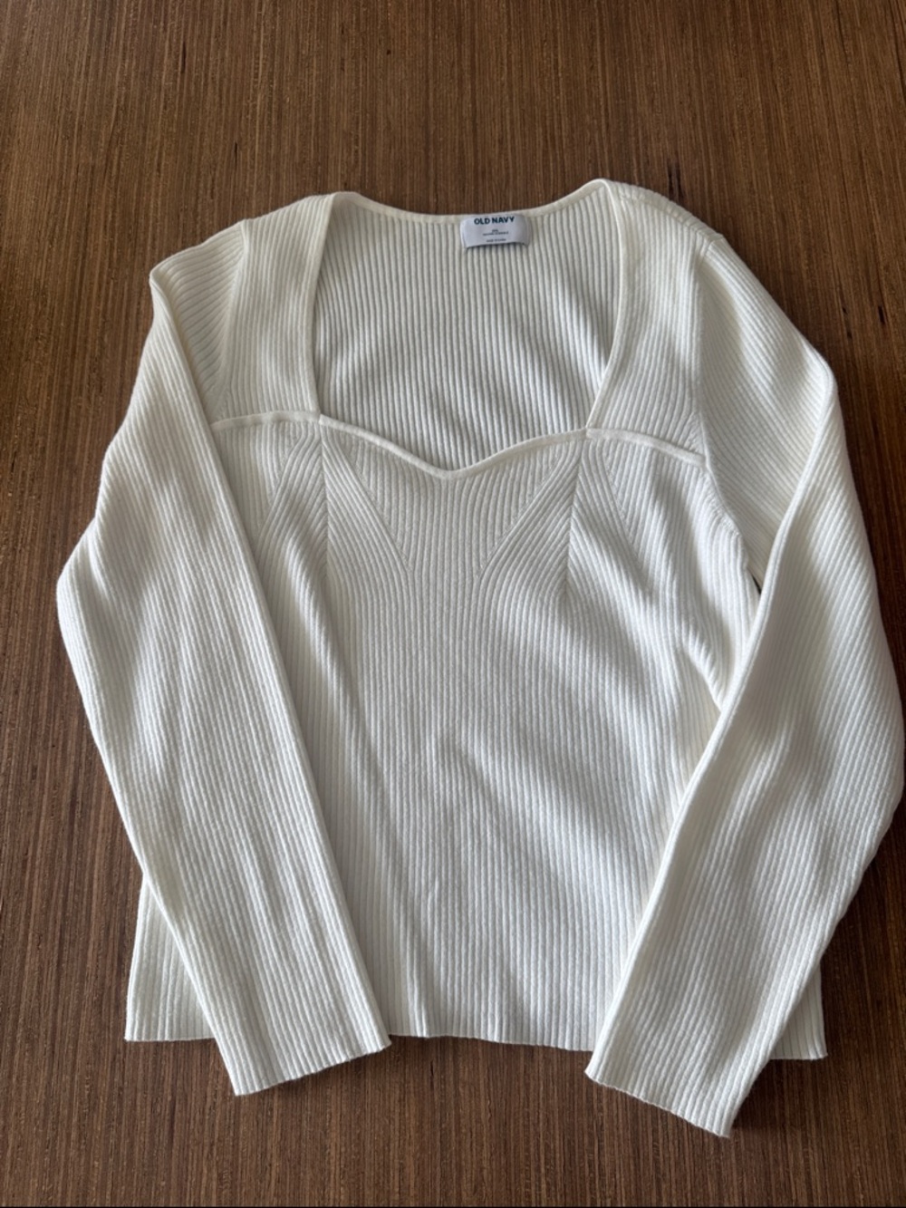 Old Navy Scoop Neck Ribbed Sweater in Cream